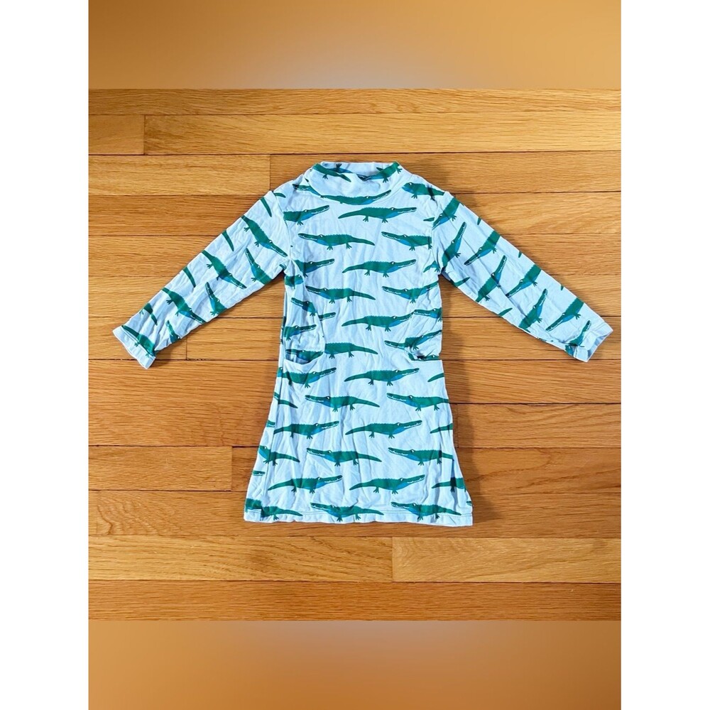 Kickee Pants Blue Pond Crocodile Print Long Sleeve Mock Turtleneck Dress 12-18